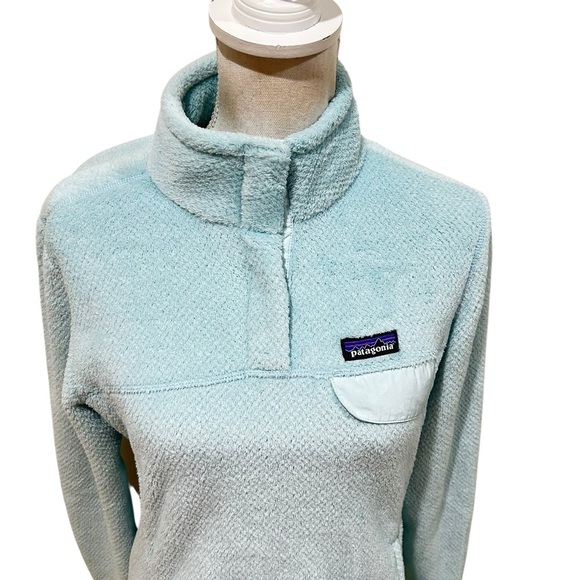 Patagonia aqua Blue 1/4 snap polartec retool pullover Fleece size medium - Picture 6 of 11